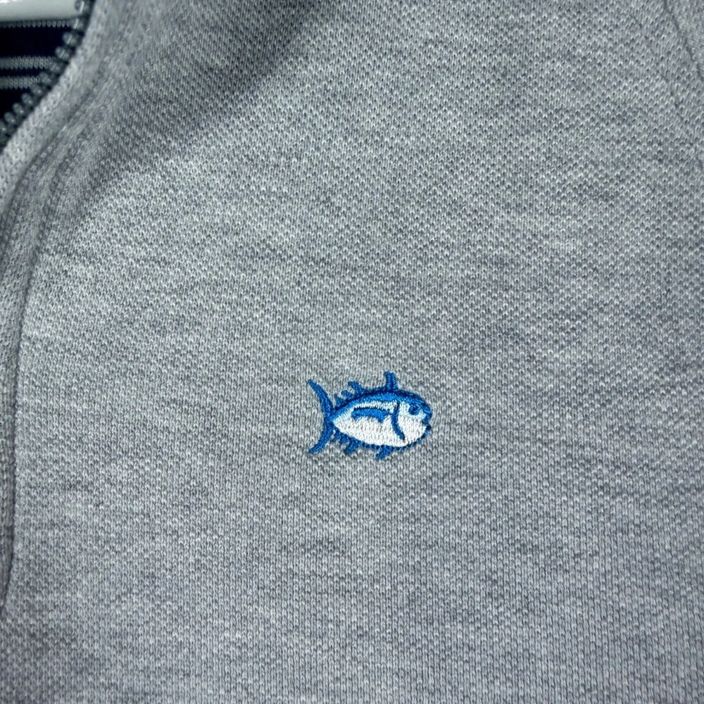 Southern Tide Mens Quarter Zip Pullover Heather Gray Skipjack Logo Small